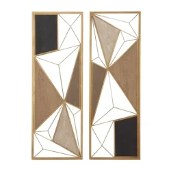 Kirkland's Home Golden Mocha Triangular Cut-Out Plaques, Set Of 2- Wall Plaques