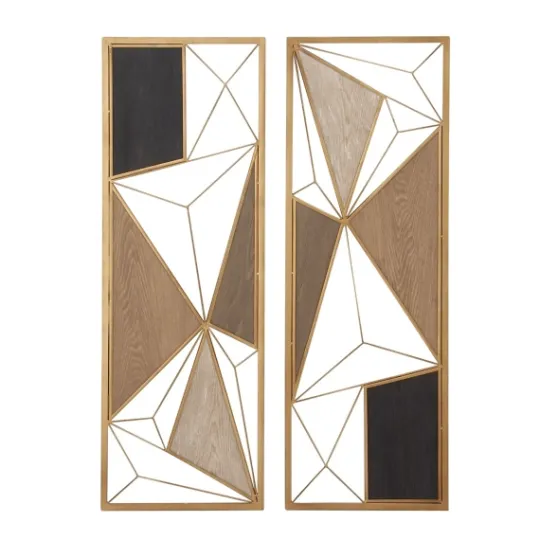 Kirkland's Home Golden Mocha Triangular Cut-Out Plaques, Set Of 2- Wall Plaques