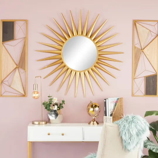 Kirkland's Home Golden Mocha Triangular Cut-Out Plaques, Set Of 2- Wall Plaques