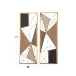 Kirkland's Home Golden Mocha Triangular Cut-Out Plaques, Set Of 2- Wall Plaques
