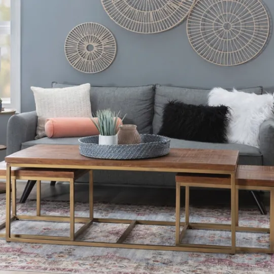 Kirkland's Home Golden Nesting 3-Pc. Coffee And Accent Table Set- Coffee Tables