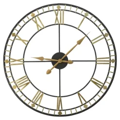 Kirkland's Home Golden Open Face Industrial Wall Clock- Clocks
