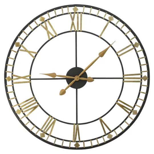 Kirkland's Home Golden Open Face Industrial Wall Clock- Clocks