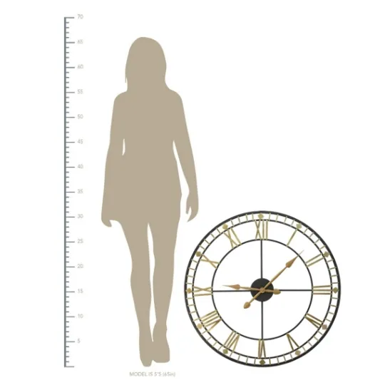 Kirkland's Home Golden Open Face Industrial Wall Clock- Clocks
