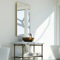 Kirkland's Home Golden Simple Rectangular Frame Wall Mirror- Framed Mirrors