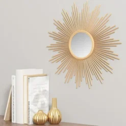 Kirkland's Home Golden Sunburst Small Decorative Wall Mirror- Decorative Mirrors