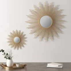 Kirkland's Home Golden Sunburst Small Decorative Wall Mirror- Decorative Mirrors