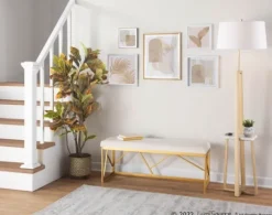 Kirkland's Home Golden Triangle Marble Shelf Floor Lamp- Floor Lamps