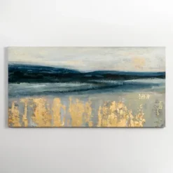 Kirkland's Home Golden Turquoise Abstract Canvas Wall Art- Canvas Art