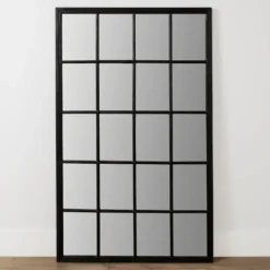 Kirkland's Home Grande Black Window Pane Leaner Mirror- Full Length & Floor Mirrors