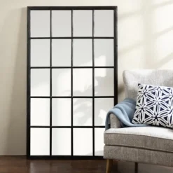 Kirkland's Home Grande Black Window Pane Leaner Mirror- Full Length & Floor Mirrors