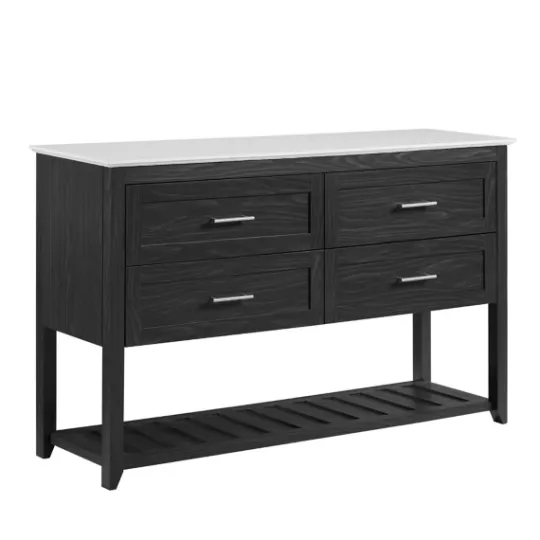 Kirkland's Home Graphite Wood Storage Buffet With Faux Marble Top- Cabinets & Sideboards