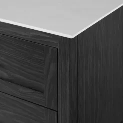 Kirkland's Home Graphite Wood Storage Buffet With Faux Marble Top- Cabinets & Sideboards