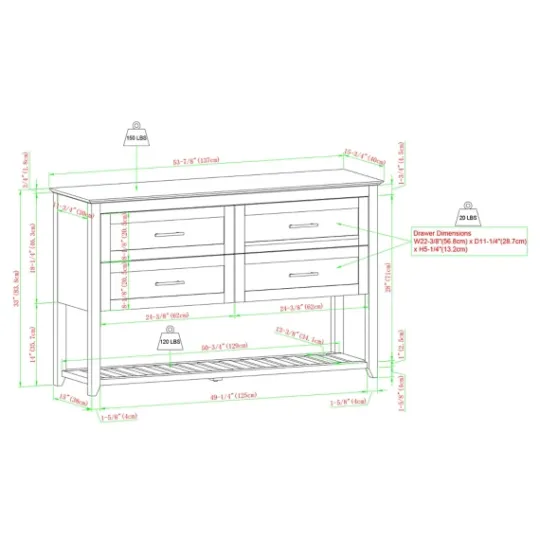 Kirkland's Home Graphite Wood Storage Buffet With Faux Marble Top- Cabinets & Sideboards