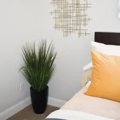 Kirkland's Home Grass Arrangement In Black Cement Pot- Arrangements & Greenery