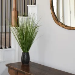 Kirkland's Home Grass Arrangement In Crackled Black Pot- Arrangements & Greenery