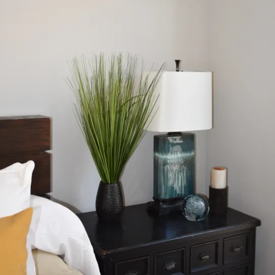 Kirkland's Home Grass Arrangement In Crackled Black Pot- Arrangements & Greenery