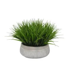 Kirkland's Home Grass Arrangement In Gray Ceramic Bowl- Arrangements & Greenery