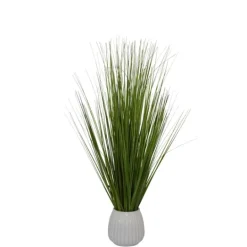 Kirkland's Home Grass Arrangement In White Ribbed Pot- Arrangements & Greenery