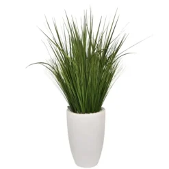 Kirkland's Home Grass Arrangement In White Cement Pot- Arrangements & Greenery