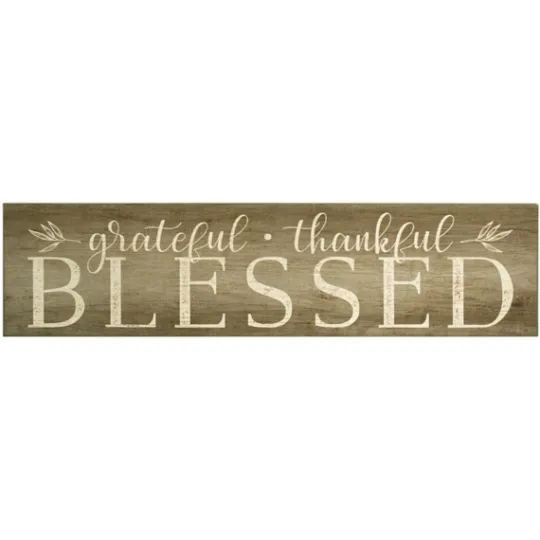 Kirkland's Home Grateful, Thankful, Blessed Wooden Wall Plaque- Wall Quotes & Signs