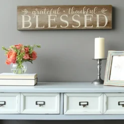 Kirkland's Home Grateful, Thankful, Blessed Wooden Wall Plaque- Wall Quotes & Signs
