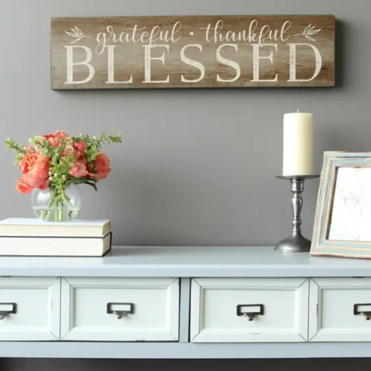 Kirkland's Home Grateful, Thankful, Blessed Wooden Wall Plaque- Wall Quotes & Signs