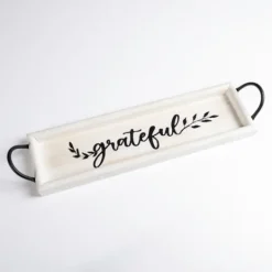Kirkland's Home Grateful Whitewashed Wood Tray With Handles- Decorative Trays