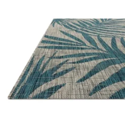 Kirkland's Home Gray And Aqua Palm Leaves Outdoor Area Rug, 7X10- Outdoor Rugs
