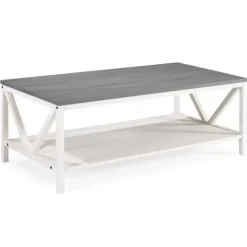 Kirkland's Home Gray And Barnwood Coffee Table- Coffee Tables