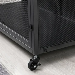 Kirkland's Home Gray And Black Mesh 2-Door Bar Cart- Kitchen Islands & Bar Carts
