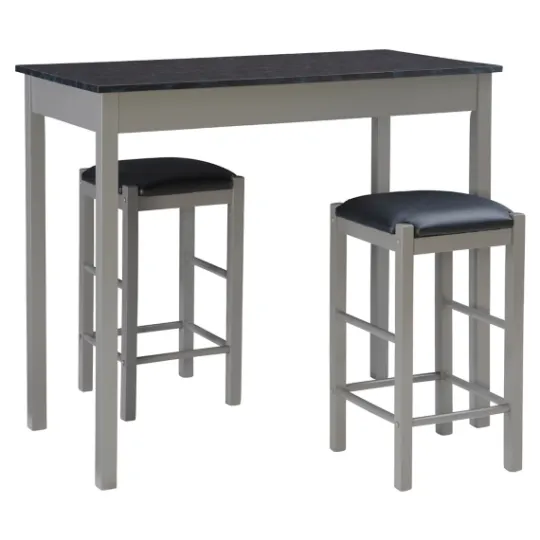 Kirkland's Home Gray And Black 3-Pc. Stool And Table Set- Dining Sets