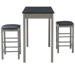 Kirkland's Home Gray And Black 3-Pc. Stool And Table Set- Dining Sets