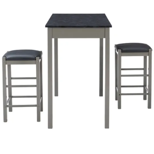 Kirkland's Home Gray And Black 3-Pc. Stool And Table Set- Dining Sets