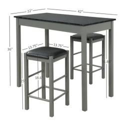 Kirkland's Home Gray And Black 3-Pc. Stool And Table Set- Dining Sets