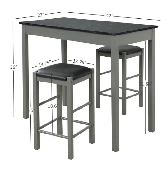 Kirkland's Home Gray And Black 3-Pc. Stool And Table Set- Dining Sets