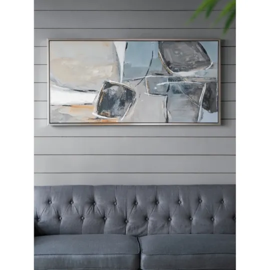 Kirkland's Home Gray And Brown Abstract Stones Framed Wall Art- Framed Art
