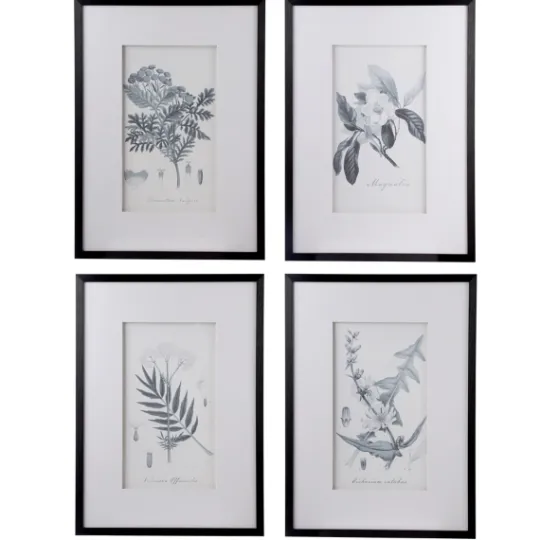 Kirkland's Home Gray And Cream Foliage 4-Pc. Framed Wall Art Set- Framed Art