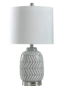 Kirkland's Home Gray And Etched Table Lamp- Table Lamps