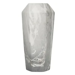 Kirkland's Home Gray And Gold Faux Marble Geometric Vase- Vases