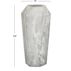Kirkland's Home Gray And Gold Faux Marble Geometric Vase- Vases