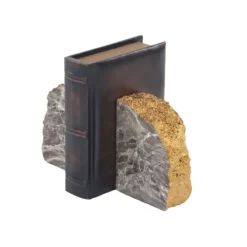 Kirkland's Home Gray And Gold Marble Geode Bookends, Set Of 2- Decorative Accents