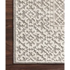 Kirkland's Home Gray And Ivory Lace Border Outdoor Area Rug, 6X9- Outdoor Rugs