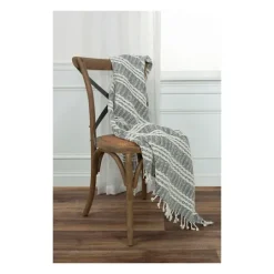 Kirkland's Home Gray And Ivory Striped Cotton Throw- Blankets & Throws