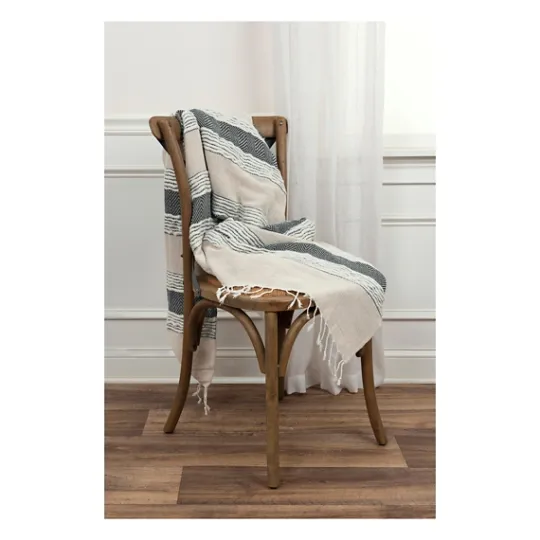 Kirkland's Home Gray And Natural Colorblock Chevron Throw- Blankets & Throws