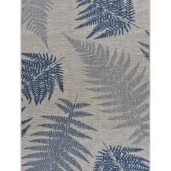 Kirkland's Home Gray And Navy Falling Ferns Outdoor Area Rug, 5X7- Outdoor Rugs