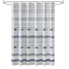 Kirkland's Home Gray And Navy Striped Fringe Shower Curtain- Shower Curtains