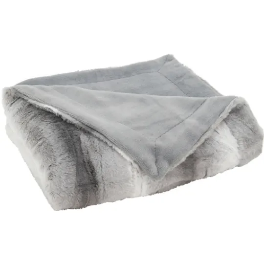 Kirkland's Home Gray And White Animal Print Faux Fur Throw- Blankets & Throws