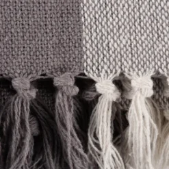 Kirkland's Home Gray And White Buffalo Check Woven Fringe Throw- Blankets & Throws