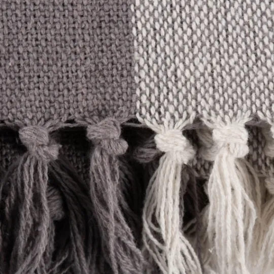 Kirkland's Home Gray And White Buffalo Check Woven Fringe Throw- Blankets & Throws